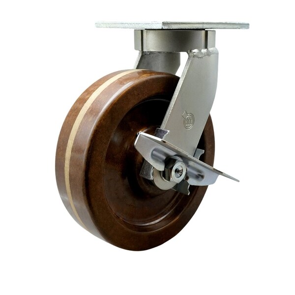 Service Caster 12'' Heavy Duty High Temp Phenolic Swivel Caster with Brake and Swivel Lock CRAN-SCC-KP92S1230-PHRHT-SLB-BSL - main